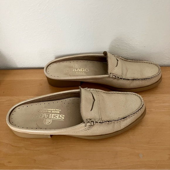 Sebago Leather Dan Clog Waxy Mule Loafers in Cream, size 8.5 - Picture 4 of 8